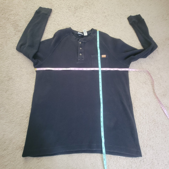 L.L. Bean Mens LT Tall Waffle Knit Tharmal Long Sleeve Henley Top Shirt Black - Picture 4 of 11